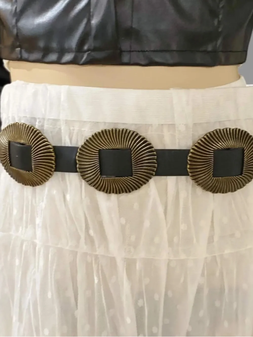 Western Textured Gold Concho Belt NWT